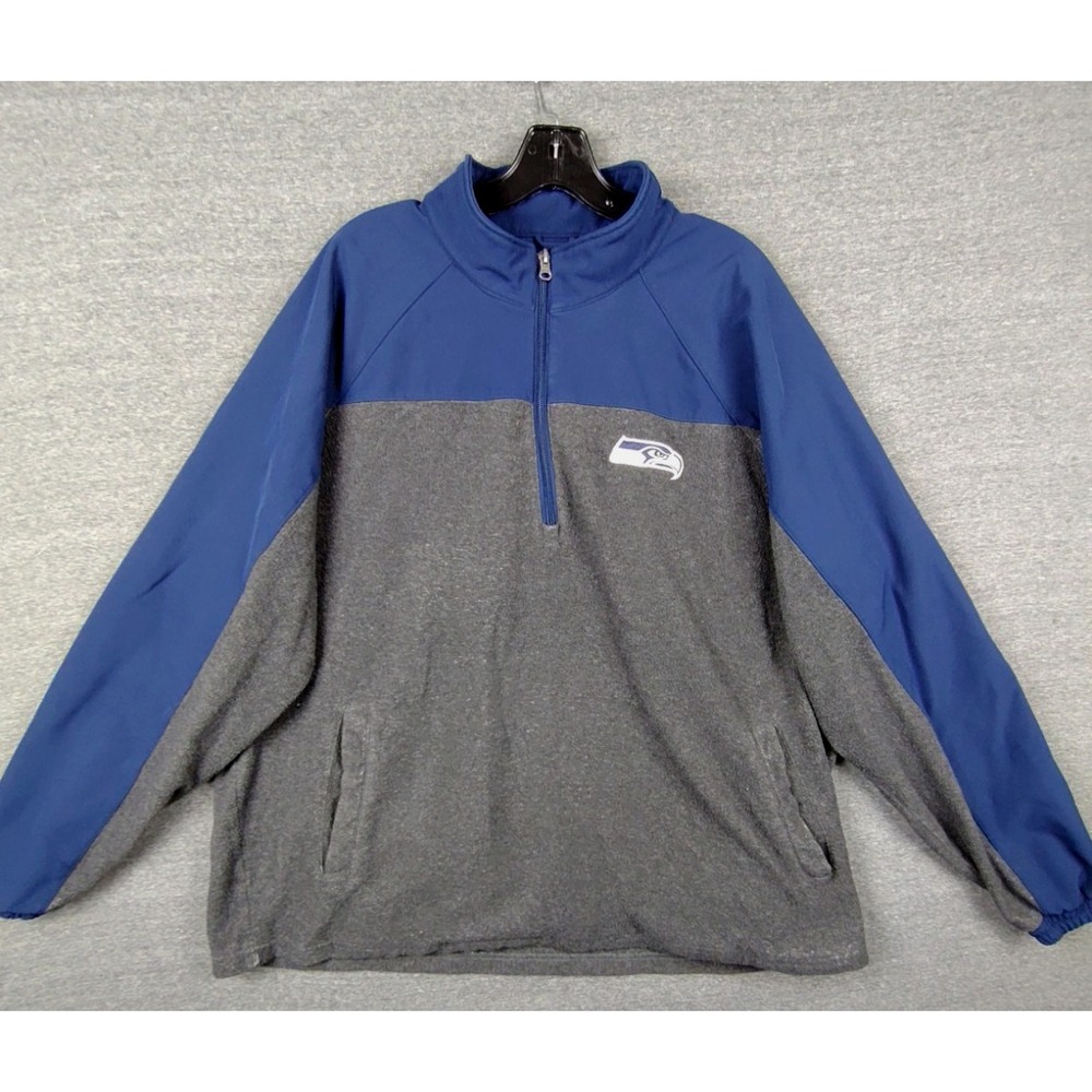 Seattle‎ Seahawks Mens Jacket Medium M Gray 1/4 Zip Team Apparel NFL Fleece